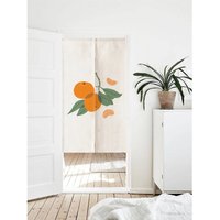 Handgezeichnete Orange Druck Tür Vorhang Noren Vorhang, Wandteppich Videoanruf Hintergrund Dekor, Moderne Kunst Baumwolle Leinen Raum Teilen von DoubleKong