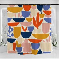 Handgezeichneter Abstrakter Druck Duschvorhang, Wasserdicht Waschbar 21x71In, Einweihungsgeschenk Geschenkideen Niedliche Halbkreise Duschvorhang von DoubleKong