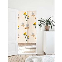 Handgezeichneter Bee Print Doorway Noren Vorhang, Kunst Wandteppich Home Decor, Baumwoll-Leinen-Mischung Vorhang 85x140cm, Stoff Raumteiler von DoubleKong