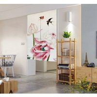 Lotus Floral Doorway Noren Vorhang, Kunst Wandteppich Für Wohnkultur, Baumwolle Leinen 90x55In Oder 85x140cm, Stoff Raumteiler von DoubleKong