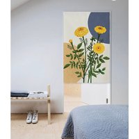 Ölgemälde Sonnenblume Tür Noren Vorhang, Kunst Wandteppich Innen Floral Wohndekor, Baumwolle Leinen Weicher Stoff Raumteiler von DoubleKong