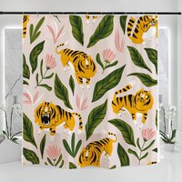 Süßer Tiger Tier Duschvorhang Für Badezimmer, Wasserdicht Waschbar 71x71In, Leoparden Housewarminggeschenk, Boho Chic Geschenk von DoubleKong