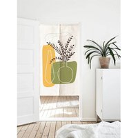 Türvorhang Noren, Kunst Wandteppich Für Wohnkultur, Baumwolle Leinen Vorhang, 85x140cm, Nordic Minimalist Raumteiler Vase Grün von DoubleKong
