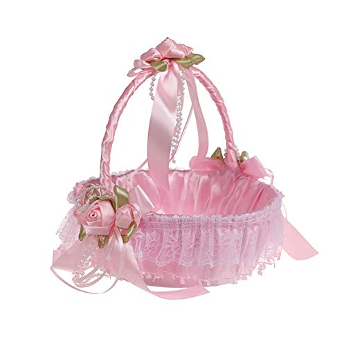 Blumenmädchen Korb - romantische Spitze Blumenkorb, Hochzeitskorb Ehe Prozessionen, niedliche Satinschleife, Empfangsdekoration, weiß, rosa und blau Blumenmädchen Korb - romantische Spitze Blumenkorb, Hochzeitskorb Ehe Prozessionen, niedliche Satinschleife, Empfangsdekoration, weiß, rosa und blau von Doubleer