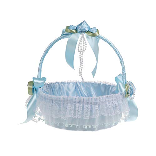 Blumenmädchen Korb - romantische Spitze Blumenkorb, Hochzeitskorb Ehe Prozessionen, niedliche Satinschleife, Empfangsdekoration, weiß, rosa und blau Blumenmädchen Korb - romantische Spitze Blumenkorb, Hochzeitskorb Ehe Prozessionen, niedliche Satinschleife, Empfangsdekoration, weiß, rosa und blau von Doubleer