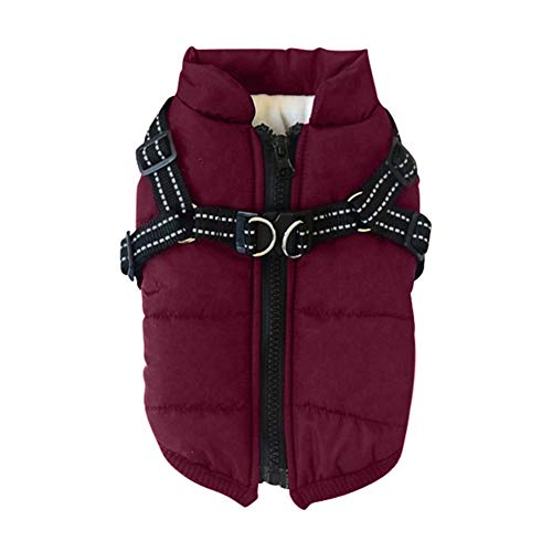 Doubleer Hundemantel Mit Strapazierfähigem Brustgurt Wasserdicht 2 In 1 Haustier Herbst Winter Jacke Skifahren Kostüm Ärmellose Baumwolle Gepolsterte Weste Für kleine, mittelgroße Hunde (XL, Purple) von Doubleer