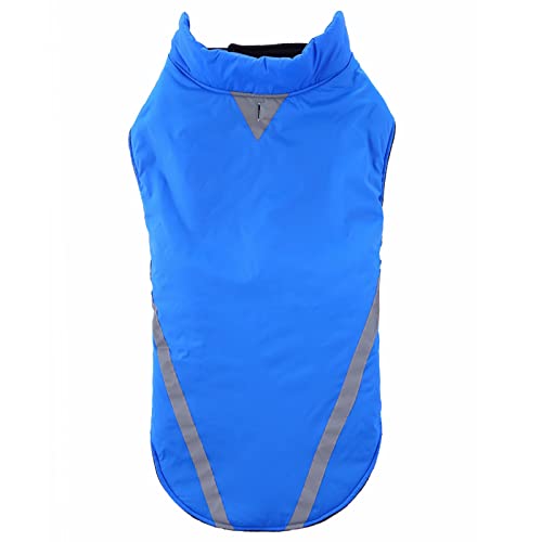 Doublehero Fleecejacke Winterjacken für Hunde wasserdichter Haustiermantel Winterwarmer Hundemantel für kleine mittelgroße Hunde Regenmantel Für Hunde Mit Geschirr (1-Blue, M) von Doublehero