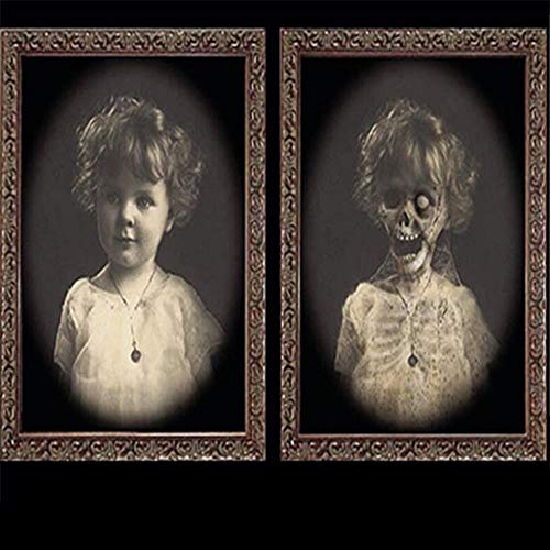 Doublehero Halloween-Horror 3D Geisterbild Party Lentikular Morphing Hauptwand Foto Bild Spuk Gruseliges Portrait Haunted Spooky (D) von Doublehero