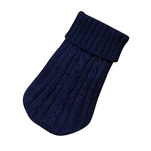 Doublehero Haustier Kleidung Herbst Winter Strickpullover Kostüm Jacke Mantel Rollkragen Warm Hundebekleidung Katze Kleiner Hunde Pulli Hemden Shirts Niedlich Haustierkleidung (L, Navy) von Doublehero