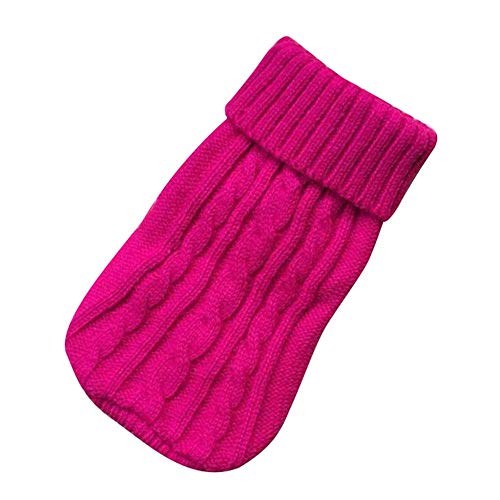 Doublehero Haustier Kleidung Herbst Winter Strickpullover Kostüm Jacke Mantel Rollkragen Warm Hundebekleidung Katze Kleiner Hunde Pulli Hemden Shirts Niedlich Haustierkleidung (L, Rose rot) von Doublehero