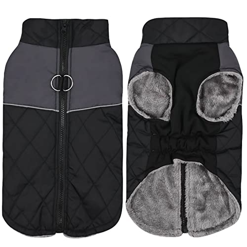 Fleecejacke Winterjacken für Hunde wasserdichter Haustiermantel Winterwarmer Hundemantel für kleine mittelgroße Hunde Regenmantel Für Hunde Mit Geschirr (Black, XS) von Doublehero