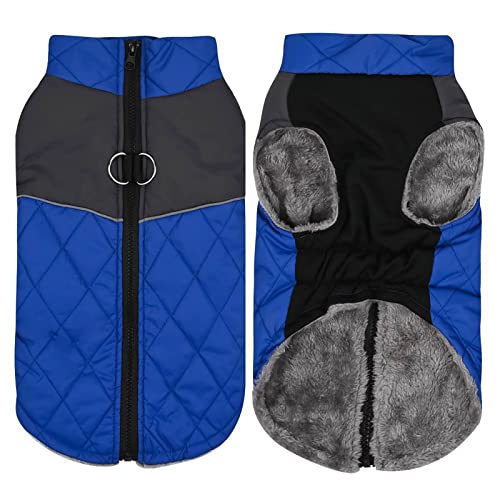 Fleecejacke Winterjacken für Hunde wasserdichter Haustiermantel Winterwarmer Hundemantel für kleine mittelgroße Hunde Regenmantel Für Hunde Mit Geschirr (Blue, M) von Doublehero