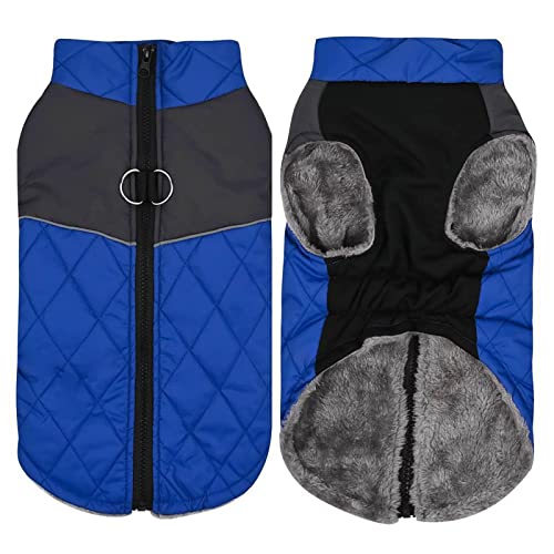 Fleecejacke Winterjacken für Hunde wasserdichter Haustiermantel Winterwarmer Hundemantel für kleine mittelgroße Hunde Regenmantel Für Hunde Mit Geschirr (Blue, XS) von Doublehero