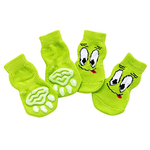Indoor Anti-Rutsch Socken für Hunde und Katzen Socken und Haustiersocken Hundesocken für kleine, kratzfeste Haustiere, schmutzabweisend, geeignet für Mittel und Haustierzubehör (A-Green, L) von Doublehero