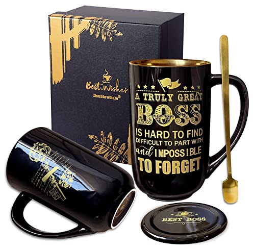 Doublewhale Best Boss Gifts A Truly Great Boss is Hard to Find Difficult to Pert with and Impossible to Forget 530 ml Keramik Kaffeetasse Geschenkbox von Doublewhale