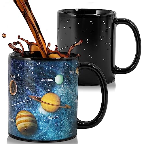 Doublewhale Farbwechselnde Tassen - Magisches Sonnensystem Wärmeempfindliche süße Kaffeetasse - 12 Unzen Keramik-Teetasse für Neuheiten/Geburtstagsgeschenke für Mann/Frau/Mutter/Frau/Vater von Doublewhale