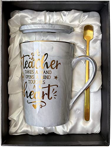 Doublewhale Lehrer-Geschenke, Lehrer-Weihnachtsgeschenke, 400 ml, graue Keramik-Kaffeetasse mit goldenem Druck, lustige Lehrer-Geschenke zum Geburtstag, Weihnachten, Lehrertag, Erntedankfest, schönes von Doublewhale