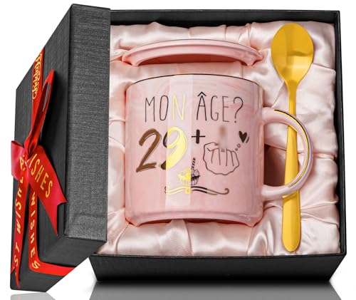 Geschenk zum 30. Geburtstag für Damen, 29 + 1 Geschenkidee, für Damen, Geburtstag, Kaffeetasse aus Keramik, 400 ml, mit Golddruck, Geschenkidee zum Muttertag, Freundin, Frau, Schwester, schönes von Doublewhale