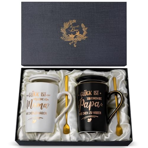 Mama und Papa Tassen - Geburtstagsgeschenke für Eltern von Tochter Sohn, Jubiläum Geschenke für Neue Eltern, 14OZ Keramik Kaffeetasse Mama und Papa Tassen - Geburtstagsgeschenke für Eltern von Tochter Sohn, Jubiläum Geschenke für Neue Eltern, 14OZ Keramik Kaffeetasse von Doublewhale
