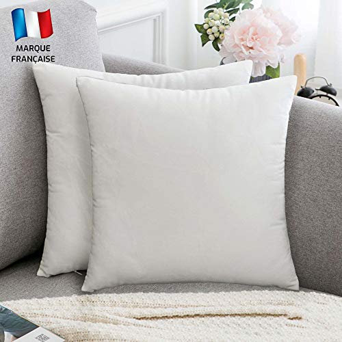 Douceur De Plumes 2er Set Weißer Samt 40x40 cm Dekorativer Kissenbezug, Weicher Moderner Rechteckiger Kissenbezug, Skandinavisches Wohnzimmer Dekor Sofa Schlafzimmer Bettboden (2 Weiß) von Douceur De Plumes