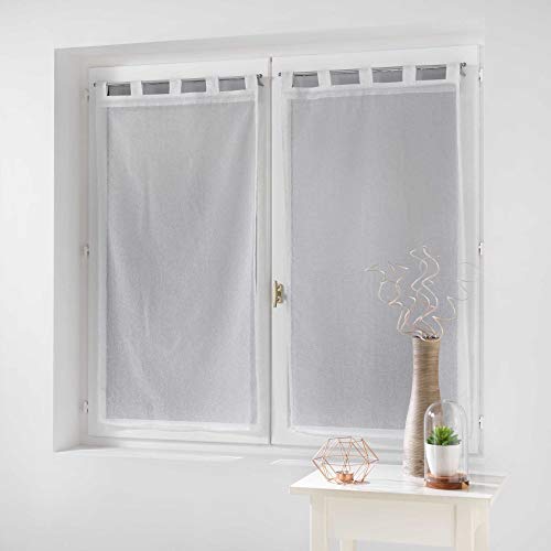 douceur d'Intérieur Dalya Paar rechts Schlaufen Voile Sand gestreift, Polyester, Fuchsia, 90 x 60 cm von Douceur d'Intérieur