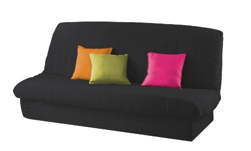 DOUCEUR D'INTERIEUR Click-Clack-Bezug gesteppt + Basisband, einfarbig, Polyester, Essential Noir, Schwarz von Douceur d'Intérieur