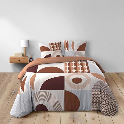 Douceur d'Intérieur, 3-teiliges Bettwäsche-Set (240 x 220 cm) Gemma Terracotta, 100% Baumwolle von Douceur d'Intérieur