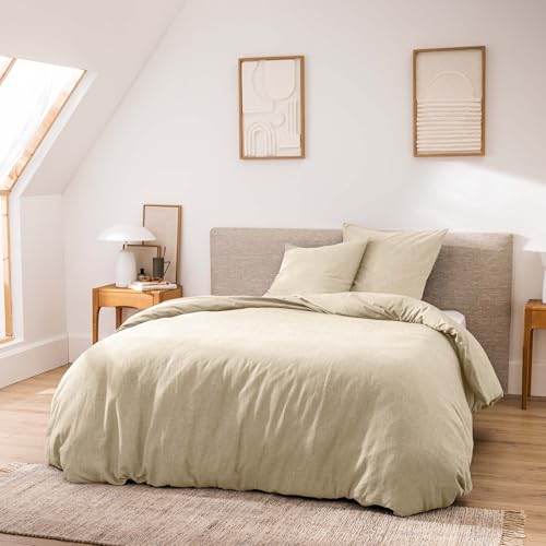 Douceur d'Intérieur, Bettwäsche, 3-teilig (260 x 240 cm), Meline, Sandfarben, 100% Baumwolle, gefärbt von Douceur d'Intérieur