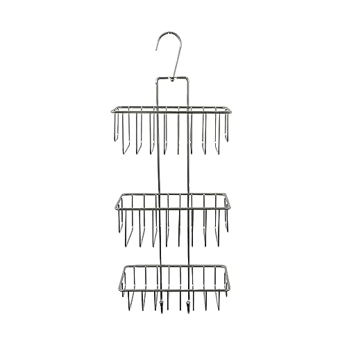 Douceur d'Intérieur, Duschset, 3 Körbe mit Haken, kabelgebunden, Basic Chrom, Metall von Douceur d'Intérieur