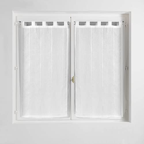 Douceur d'Intérieur, Fenster-Gardinen, mit Schlaufen, /Krepp-Gewebe, Polyester/Chenille-Fasern, Polyester, weiß, 90x60 cm von Douceur d'Intérieur