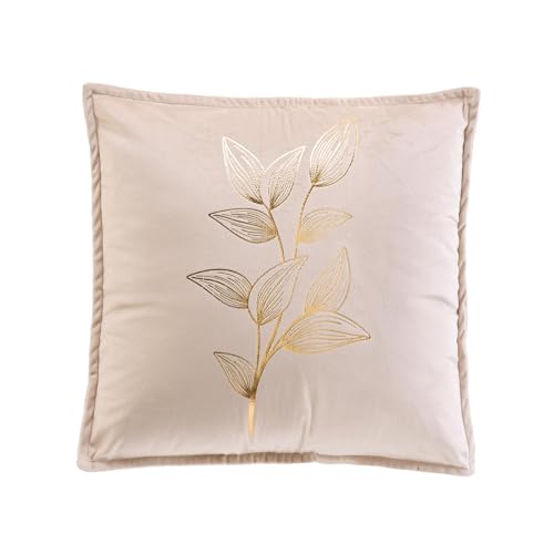 Douceur d'Intérieur Oxalis Kissen mit abziehbarem Bezug (45 x 45 cm), Samt mit Metallic-Druck von Douceur d'Intérieur