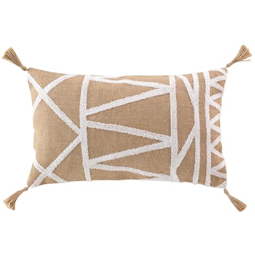 Douceur d'Intérieur, Kissen mit abnehmbarem Bezug (30 x 50 cm) Asmara, Polycotton, einfarbig, mit Jute von Douceur d'Intérieur