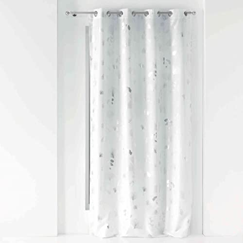 Douceur d'Intérieur, Ösenvorhang Bloomy (140 x 260 cm) Weiß/Silber, Polyester, Bedruckt mit Metallic von Douceur d'Intérieur