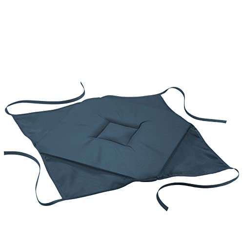 Douceur d'Intérieur, Sitzkissen mit 4 Klappen, 36 x 36 x 3,5 cm, Marineblau, Polyester, einfarbig von Douceur d'Intérieur
