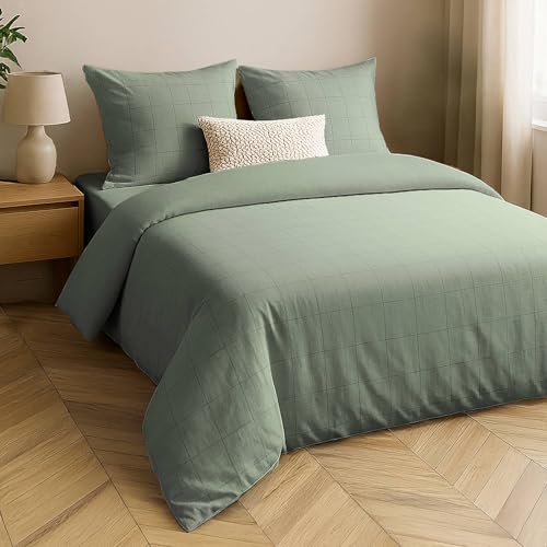 Douceur d'Intérieur, Spannbettlaken, 140 x 190 cm, Linella, Salbei, 100% Baumwolle, gewaschen Douceur d'Intérieur, Spannbettlaken, 140 x 190 cm, Linella, Salbei, 100% Baumwolle, gewaschen von Douceur d'Intérieur
