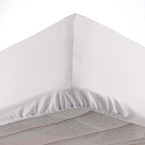 Douceur d'Intérieur Spannbettlaken für Doppelbett, Polyester, Weiß, Drap Housse (140 x 190 cm) von Douceur d'Intérieur