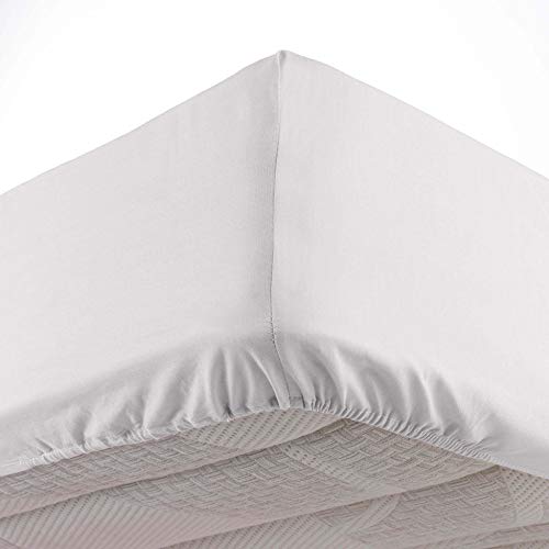 Douceur d'Intérieur Spannbettlaken für Einzelbett, Polyester, weiß, 90 x 190 cm von Douceur d'Intérieur