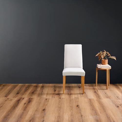 Douceur d'Intérieur, Stuhlhusse, dehnbar, 40 x 40 x 65 cm, Mila, weiß, Polyester, einfarbig von Douceur d'Intérieur