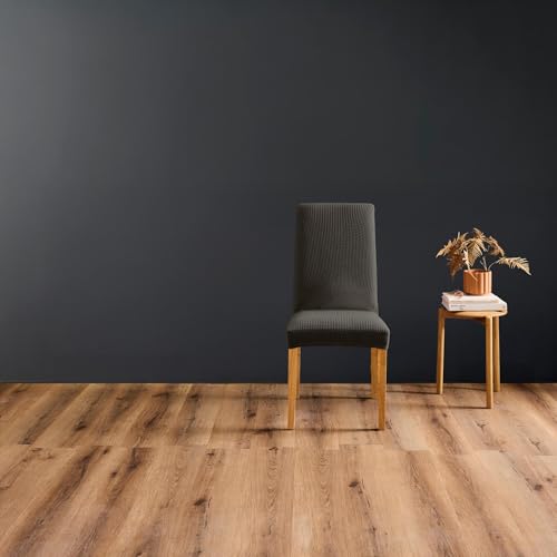 Douceur d'Intérieur, Stuhlhusse, dehnbar, 40 x 40 x 65 cm, Sacha, anthrazit, Polyester, geprägt von Douceur d'Intérieur