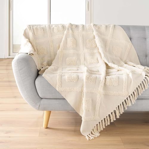 Douceur d'Intérieur, Tagesdecke mit Fransen (125 x 150 cm), Inka, Baumwolle & Polyester, getuftet von Douceur d'Intérieur