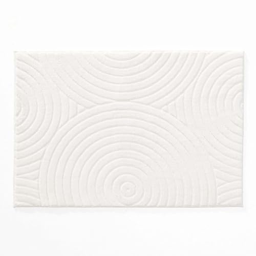 Douceur d'Intérieur, Teppich Lazio, rechteckig, 60 x 90 cm, einfarbig, Relief von Douceur d'Intérieur