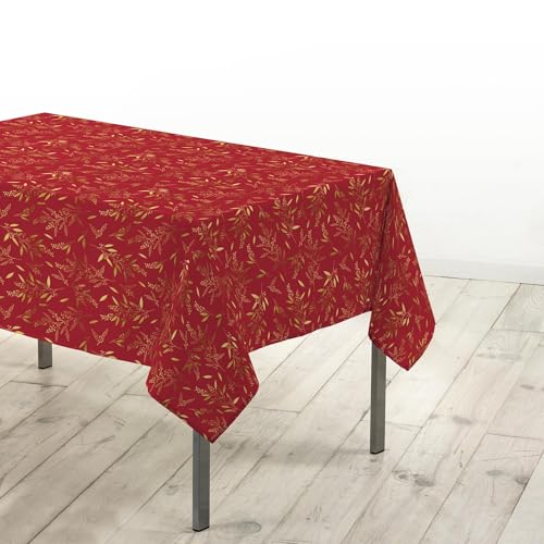 Douceur d'Intérieur, Tischdecke, rechteckig (140 x 240 cm), Motiv Nöte Rot/Gold, Mikrofaser, Bedruckt von Douceur d'Intérieur