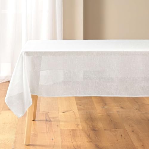 Douceur d'Intérieur, Tischdecke, rechteckig (140 x 240 cm), Strass, silberfarben, Polyester, einfarbig und metallisierte Fäden von Douceur d'Intérieur
