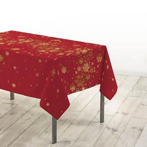 Douceur d'Intérieur, Tischdecke, rechteckig (150 x 300 cm), Sternbild Rot/Gold, Polyester, Bedruckt metallic von Douceur d'Intérieur