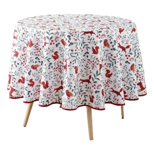 Douceur d'Intérieur Forestine Tischdecke, rund (Durchmesser 180 cm), bedrucktes Polyester von Douceur d'Intérieur