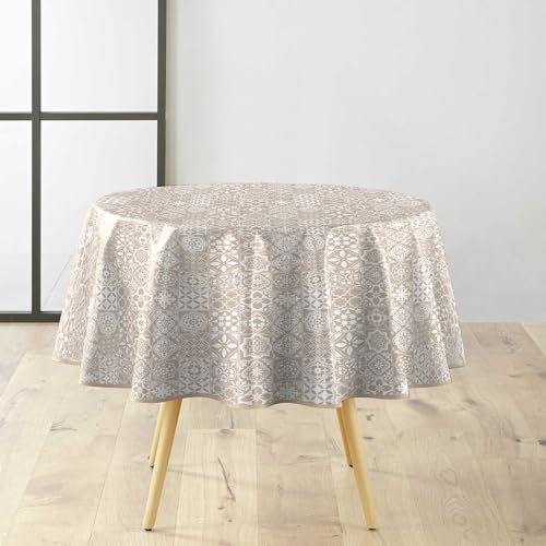 Douceur d'Intérieur, Tischdecke rund (Ø 160 cm) Carella weiß, PVC Textilia von Douceur d'Intérieur