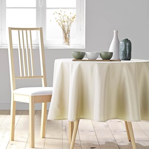 Douceur d'Intérieur, Tischdecke rund (Ø 180 cm) Essentiel Natur, Polyester von Douceur d'Intérieur