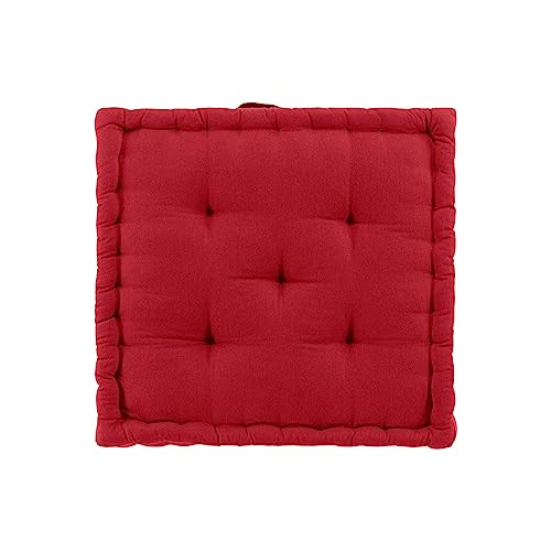 Douceur d'Intérieur, Twily Bodenkissen, 50 x 50 x 10 cm, Baumwolle, recyceltes Polyester, Rot von Douceur d'Intérieur