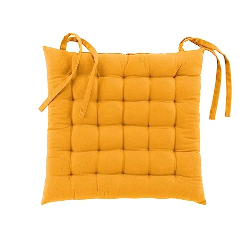 Douceur d'Intérieur, Twily Gepolsterter Sitz, 38 x 38 cm, Gelb, Baumwolle/recyceltes Polyester von Douceur d'Intérieur