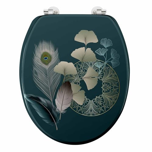 Douceur d'Intérieur, WC-Sitz (37 x 45,5 cm) Ginkoblue, MDF bedruckt von Douceur d'Intérieur